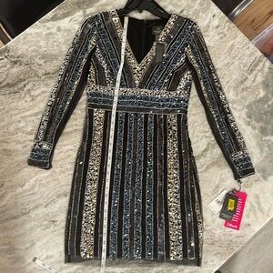NWT Adrianna papell striped bead sheath dress size 4